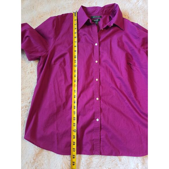Lauren Ralph Lauren Magenta Collared Button Down Long Sleeve Dress shirt 2x - Picture 6 of 9